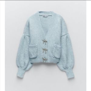 BNWT Zara Jewel Bow Button Cardigan